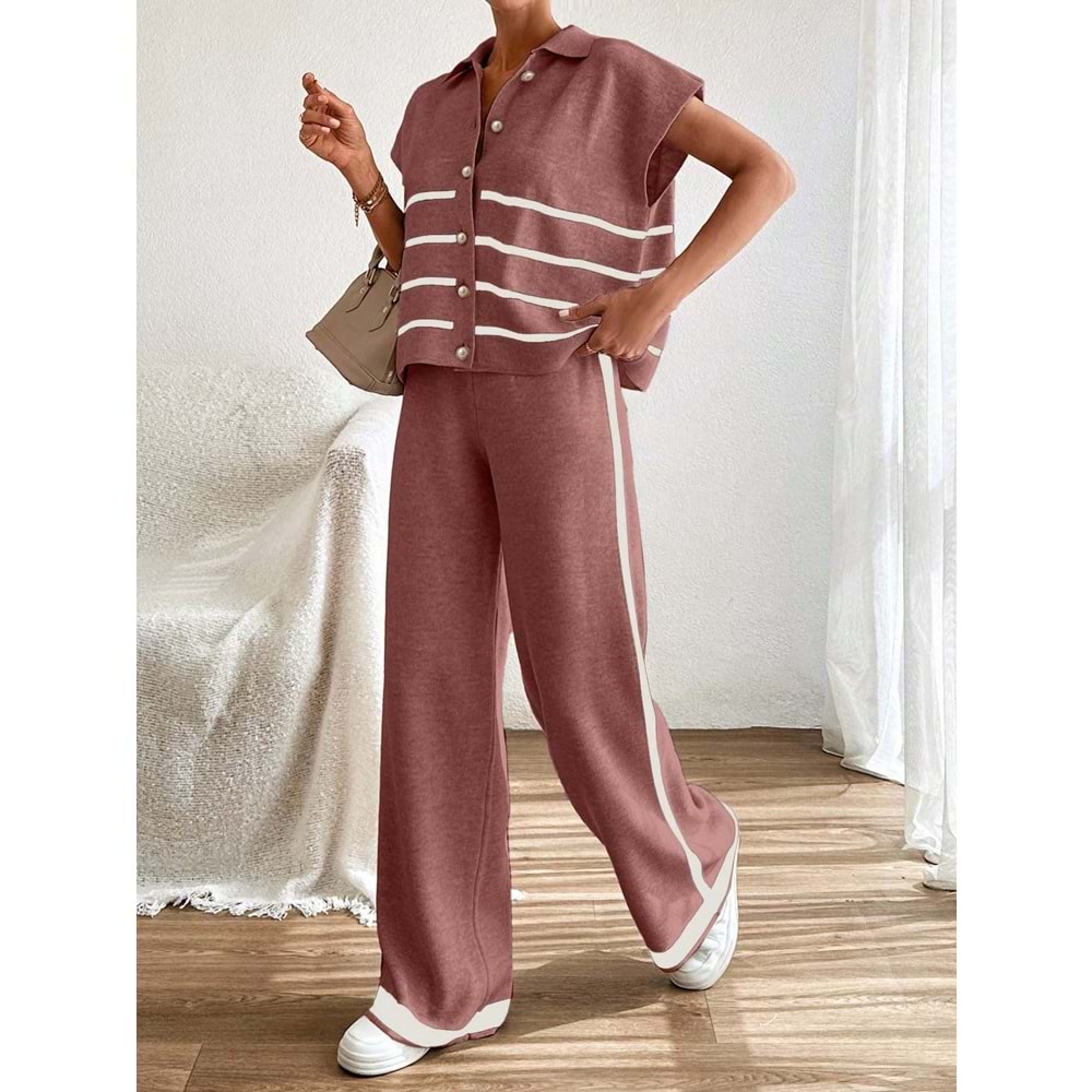 LALO TRİKO YELEKLİ TAKIM - LALO - TRİKO TAKIM - GÜL RENGİ - L - 20260-GÜL RENGİ-L