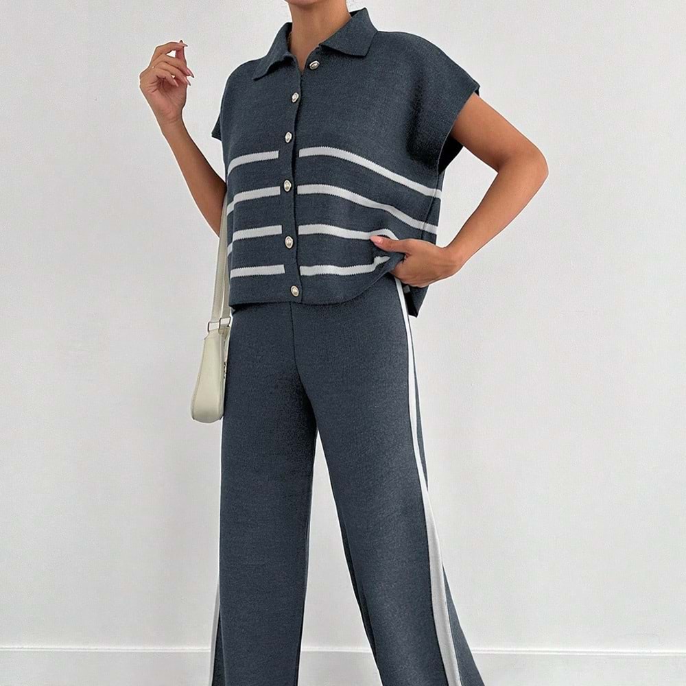 LALO TRİKO YELEKLİ TAKIM - LALO - TRİKO TAKIM - LACİVERT - L - 20260-LACİVERT-L