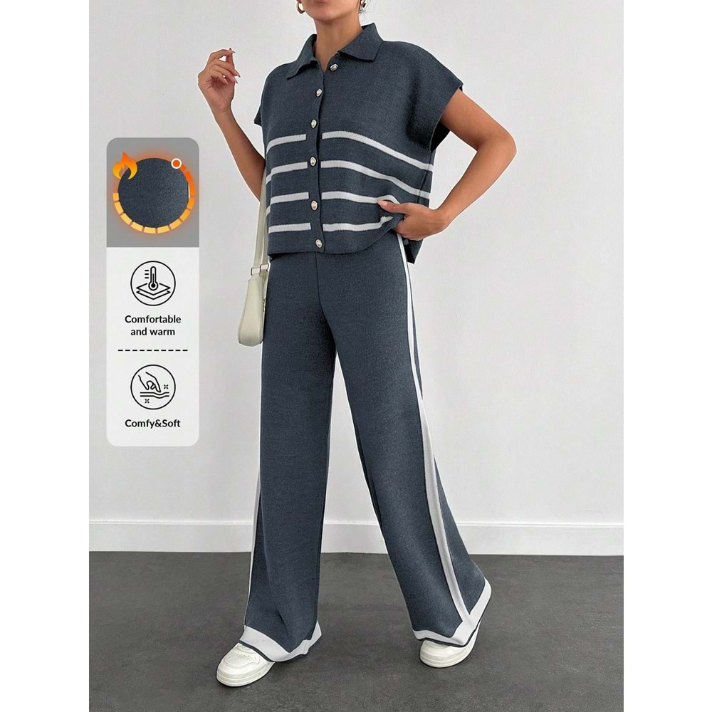 LALO TRİKO YELEKLİ TAKIM - LALO - TRİKO TAKIM - LACİVERT - L - 20260-LACİVERT-L