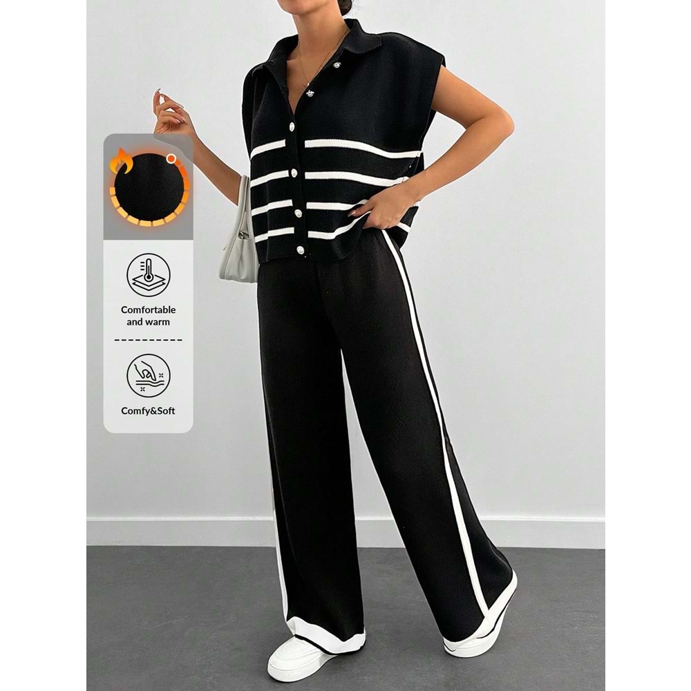 LALO TRİKO YELEKLİ TAKIM - LALO - TRİKO TAKIM - SİYAH - L - 20260-SİYAH-L