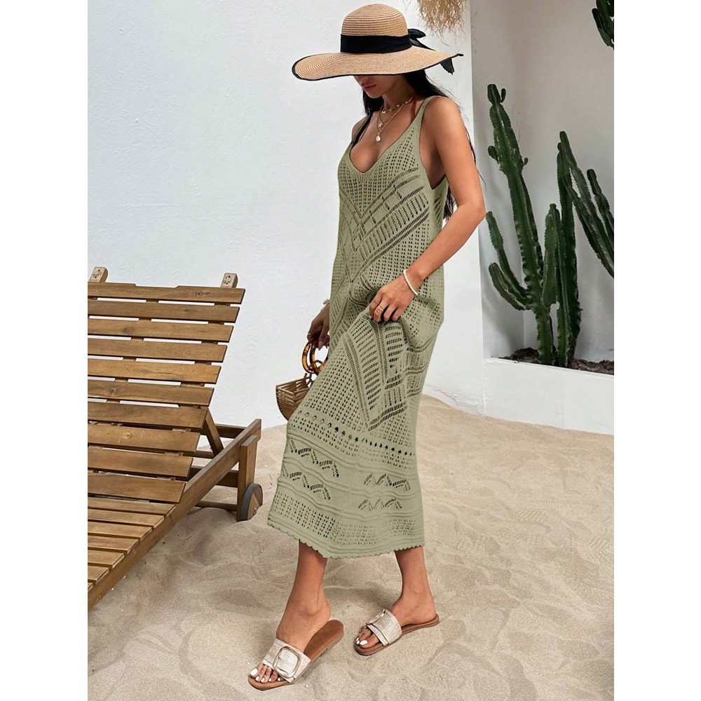 LALO AJURLU PLAJ ELBİSESİ - LALO - AJURLU PILAJ ELBİSESİ - ZEYTİN YEŞİLİ - L - 20262-ZEYTİN YEŞİLİ-L