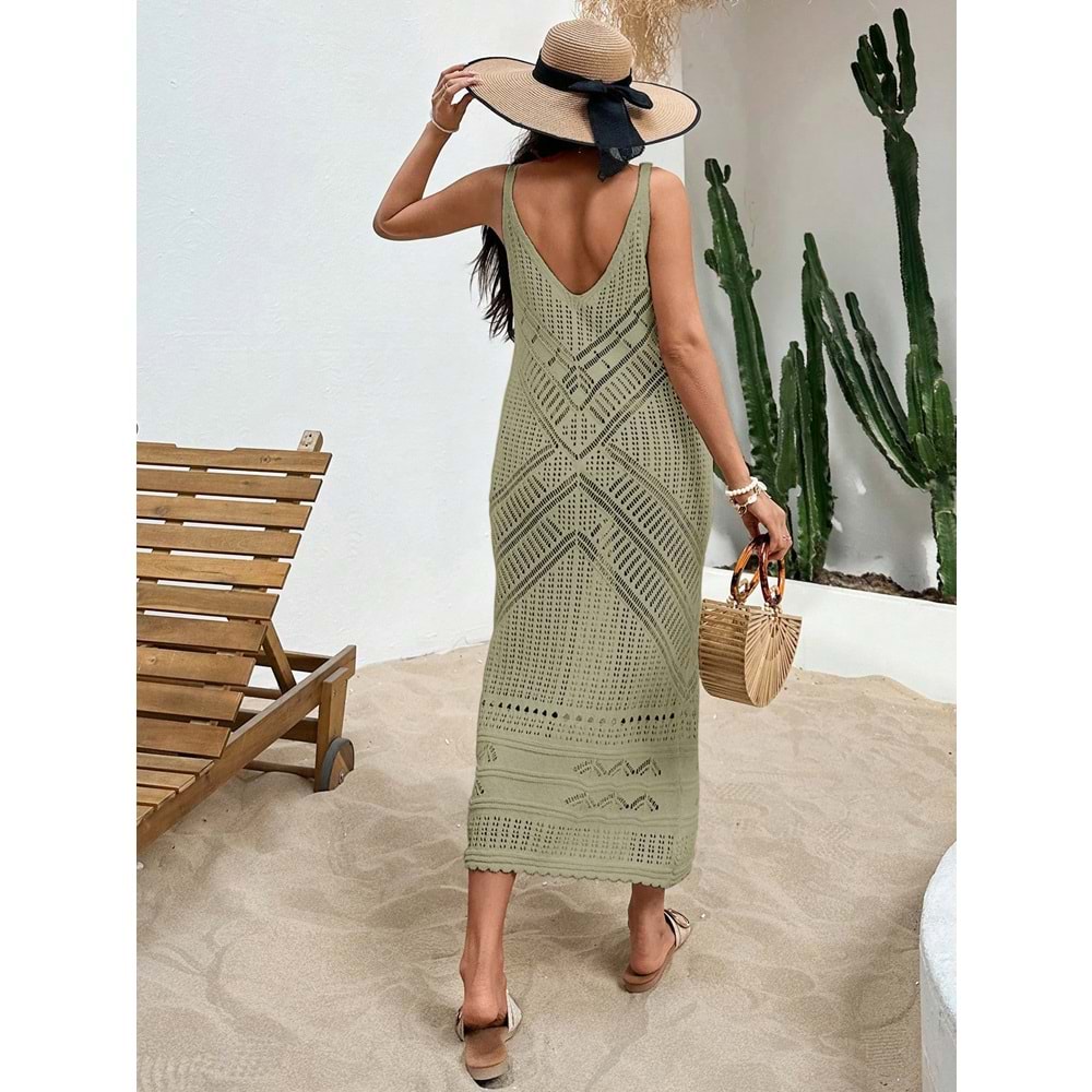 LALO AJURLU PLAJ ELBİSESİ - LALO - AJURLU PILAJ ELBİSESİ - ZEYTİN YEŞİLİ - L - 20262-ZEYTİN YEŞİLİ-L