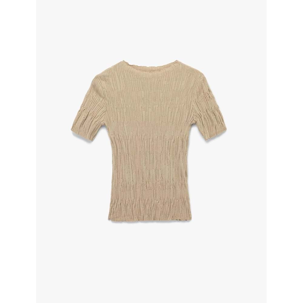 LALO TRİKO YAZLIK KISA KOL - BEJ - L - 20266-BEJ-L