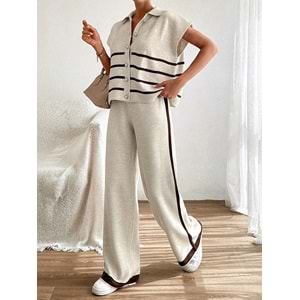 LALO TRİKO YELEKLİ TAKIM - LALO - TRİKO TAKIM - BEJ - L - 20260-BEJ-L