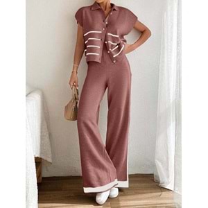 LALO TRİKO YELEKLİ TAKIM - LALO - TRİKO TAKIM - GÜL RENGİ - L - 20260-GÜL RENGİ-L