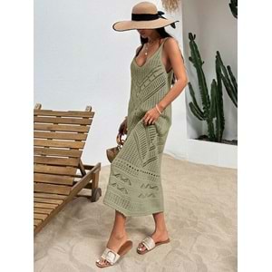 LALO AJURLU PLAJ ELBİSESİ - LALO - AJURLU PILAJ ELBİSESİ - ZEYTİN YEŞİLİ - L - 20262-ZEYTİN YEŞİLİ-L