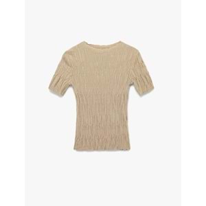 LALO TRİKO YAZLIK KISA KOL - BEJ - L - 20266-BEJ-L