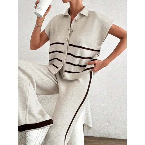 LALO TRİKO YELEKLİ TAKIM - LALO - TRİKO TAKIM - BEJ - L - 20260-BEJ-L