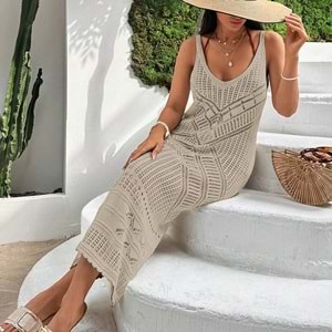 LALO AJURLU PLAJ ELBİSESİ - LALO - AJURLU PILAJ ELBİSESİ - MOKKA KAHVESİ - L - 20262-MOKKA KAHVESİ-L