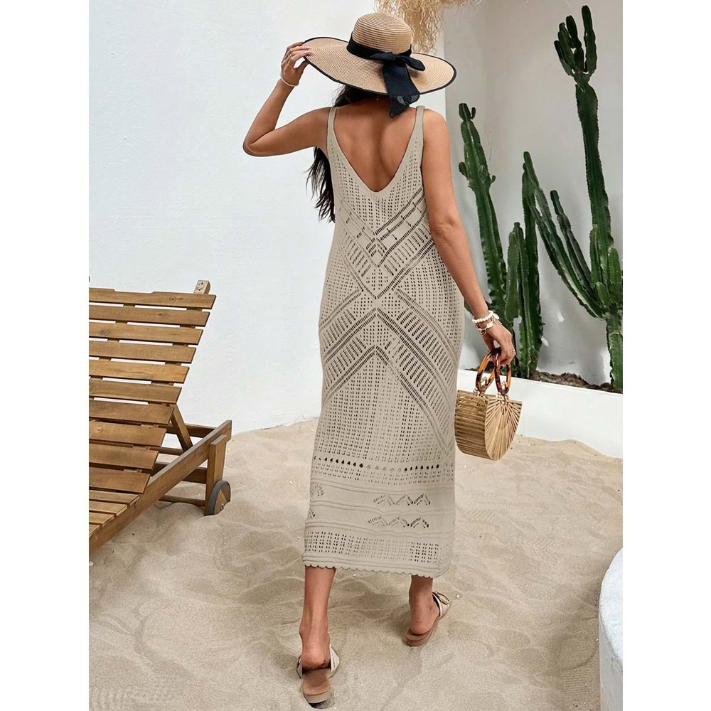 LALO AJURLU PLAJ ELBİSESİ - LALO - AJURLU PILAJ ELBİSESİ - MOKKA KAHVESİ - L - 20262-MOKKA KAHVESİ-L